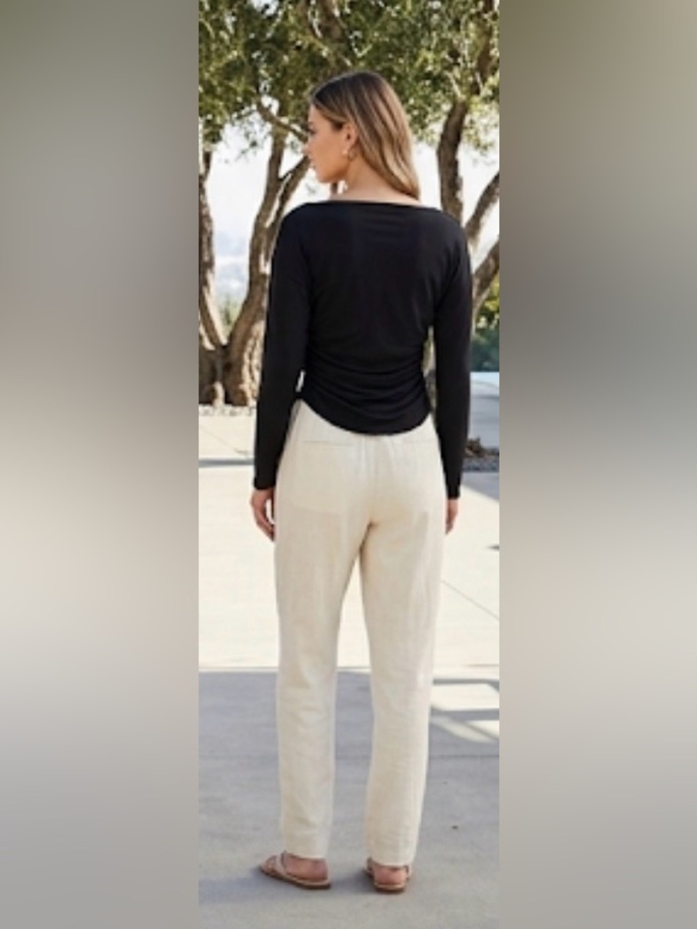 SHEIN Black Long Sleeve Ruched Back Top like new size large